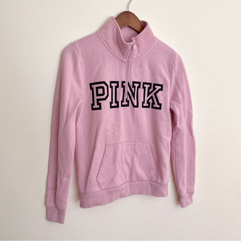 PINK | Quarter Zip Cowl Neck Sweater
